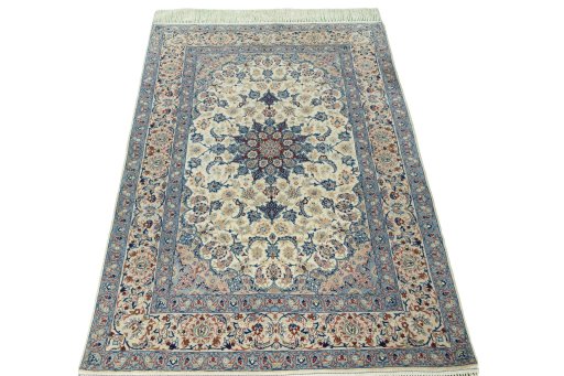 Surface texture of 2000s Isfahan rug with natural Cork and intricate pattern