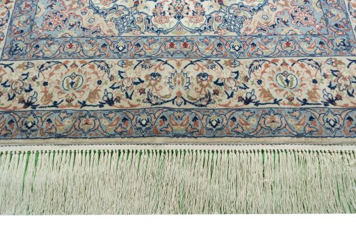 Full view of 2000s Isfahan rug from Iran / Persia, 168 × 108 cm in Beige tones