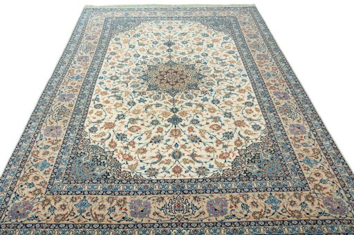 Surface texture of 1970s Isfahan rug with natural Cork and intricate pattern
