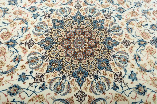 Central medallion detail of 1970s Isfahan rug from Iran / Persia