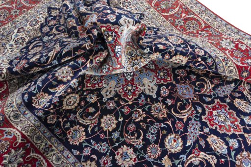 Surface texture of New Isfahan rug with natural Cork and intricate pattern