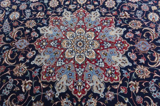 Central medallion detail of New Isfahan rug from Iran / Persia
