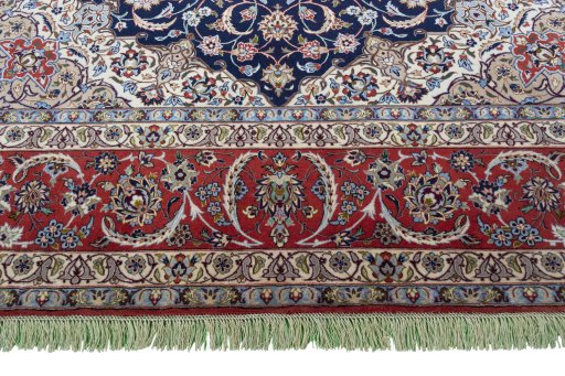 Full view of New Isfahan rug from Iran / Persia, 311 × 209 cm in Beige tones