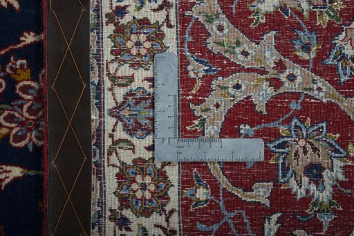 Central medallion detail of 1950s Isfahan rug from Iran / Persia