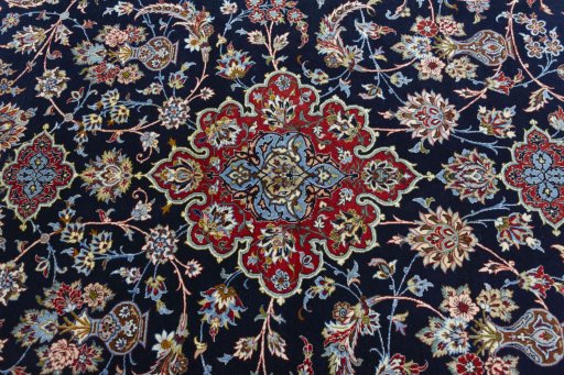 Central medallion detail of New Isfahan rug from Iran / Persia