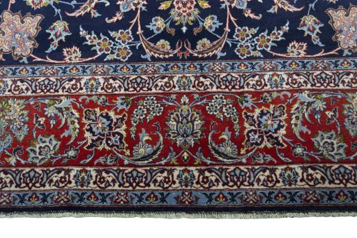 Full view of New Isfahan rug from Iran / Persia, 240 × 163 cm in Blue tones