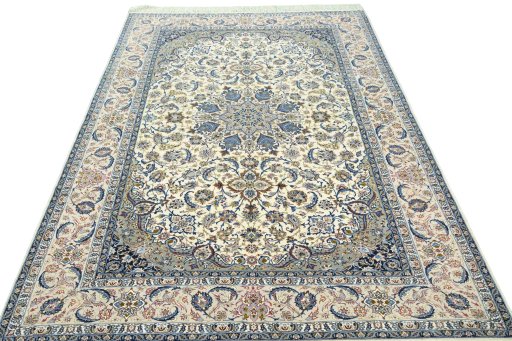 Surface texture of 2000s Isfahan rug with natural Cork and intricate pattern