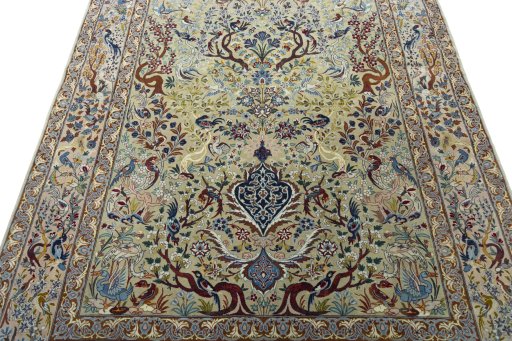 Central medallion detail of 1970s Isfahan rug from Iran / Persia