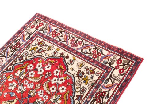 Surface texture of 1999s Isfahan rug with natural Wool and intricate pattern