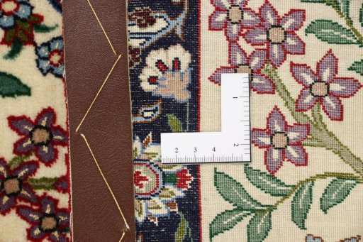 Full view of New Isfahan rug from Iran / Persia, 121 × 63 cm in Beige tones