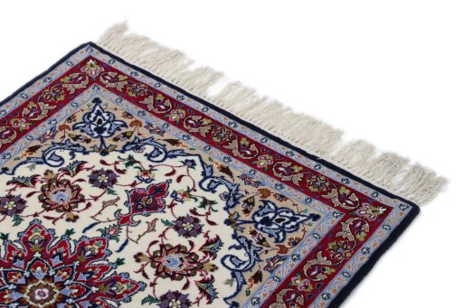 Surface texture of New Isfahan rug with natural Wool and intricate pattern