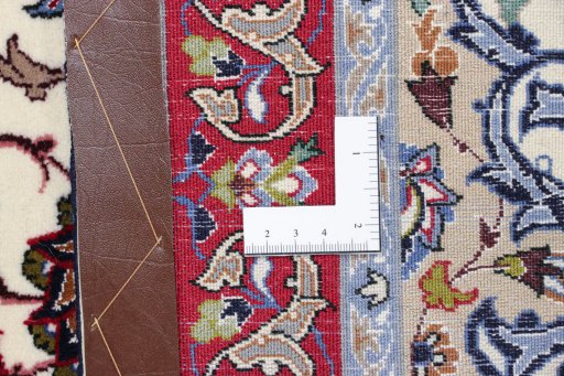 Full view of New Isfahan rug from Iran / Persia, 102 × 71 cm in Beige tones