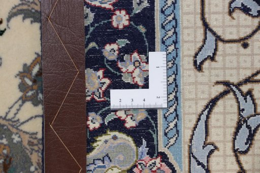 Full view of New Isfahan rug from Iran / Persia, 108 × 73 cm in Beige tones