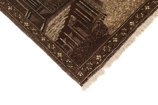 Backside of handmade 1920s Kashan rug showing knot structure and weave density