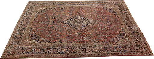 Surface texture of 1950s Kashan rug with natural Wool and intricate pattern