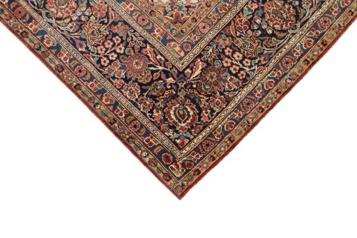 Central medallion detail of 1950s Kashan rug from Iran / Persia