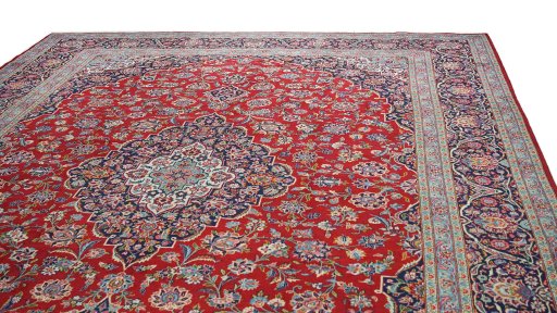 Surface texture of New Kashan rug with natural Wool and intricate pattern