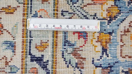 Close-up detail of New Kashan rug from Iran / Persia showing Wool weave