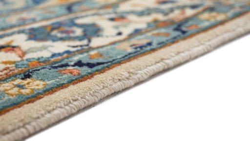 Close-up detail of New Kashan rug from Iran / Persia showing Wool weave