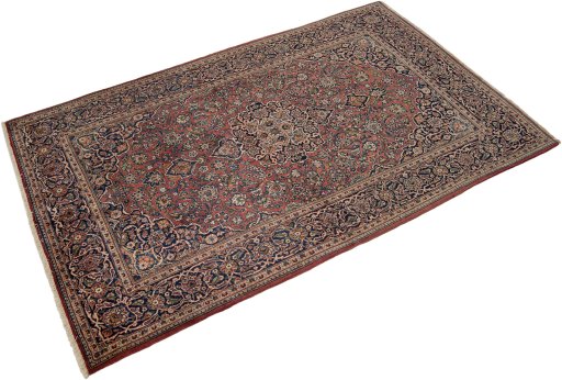 Close-up detail of New Kashan rug from Iran / Persia showing Wool weave