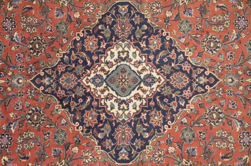 Central medallion detail of 1990s Kashan rug from Iran / Persia