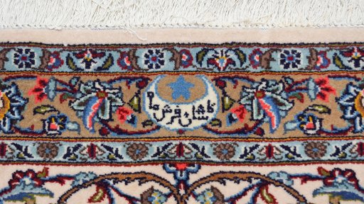 Central medallion detail of 1980s Kashan rug from Iran / Persia