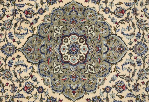 Central medallion detail of 1990s Kashan rug from Iran / Persia