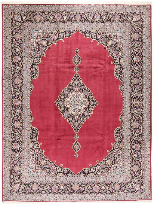 Full view of 1990s Kashan rug from Iran / Persia, 351 × 264 cm in Red tones