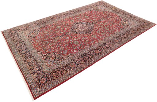 Close-up detail of 1950s Kashan rug from Iran / Persia showing Wool weave