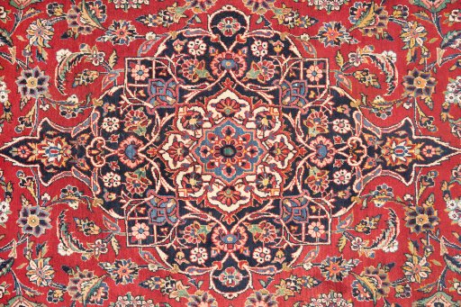 Central medallion detail of 1950s Kashan rug from Iran / Persia