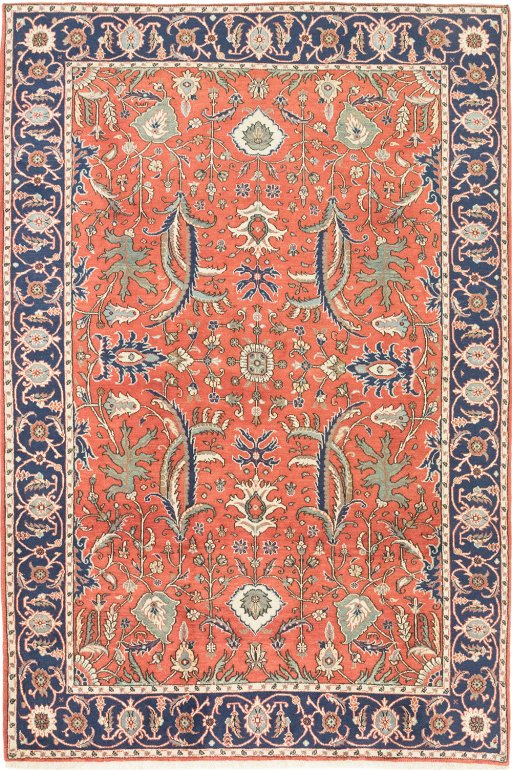 Full view of 1980s Kashan rug from Iran / Persia, 279 × 201 cm in Red tones