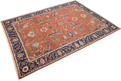 Close-up detail of 1980s Kashan rug from Iran / Persia showing Wool weave