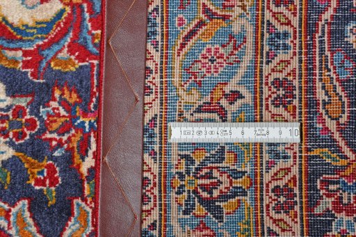 Full view of 2000s Kashan rug from Iran / Persia, 410 × 304 cm in Red tones