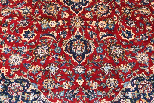 Central medallion detail of 2000s Kashan rug from Iran / Persia