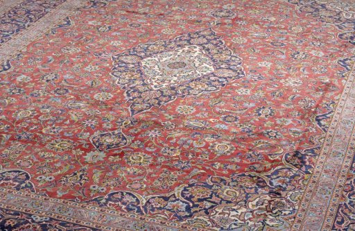 Surface texture of New Kashan rug with natural Cork and intricate pattern