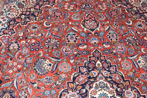 Central medallion detail of 1930s Kashan rug from Iran / Persia