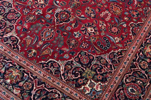Central medallion detail of 1930s Kashan rug from Iran / Persia