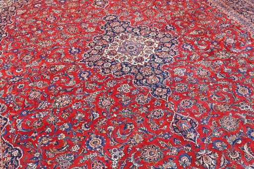 Central medallion detail of 1970s Kashan rug from Iran / Persia