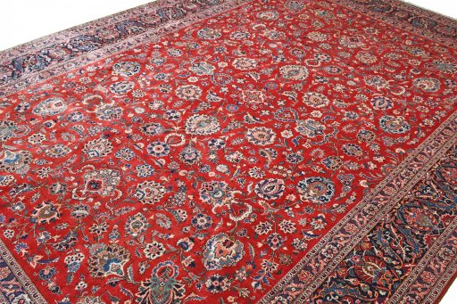 Central medallion detail of 1930s Kashan rug from Iran / Persia