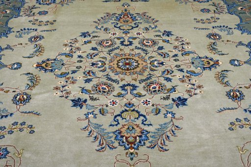 Central medallion detail of 2000s Kashan rug from Iran / Persia