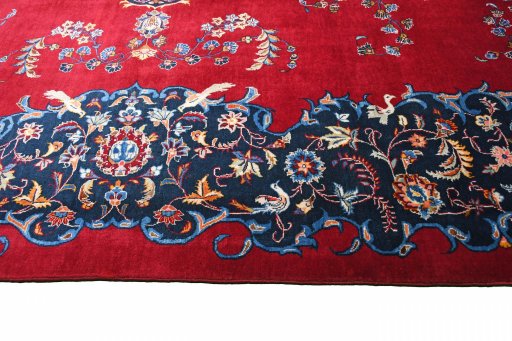 Central medallion detail of 2000s Kashan rug from Iran / Persia