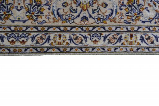Full view of 2000s Kashan rug from Iran / Persia, 391 × 301 cm in Beige tones