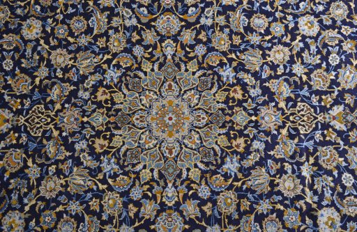 Central medallion detail of 2000s Kashan rug from Iran / Persia