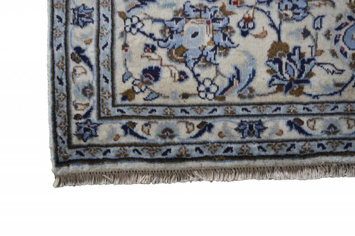 Full view of 2000s Kashan rug from Iran / Persia, 353 × 251 cm in Beige tones
