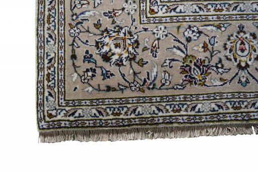 Close-up detail of 2000s Kashan rug from Iran / Persia showing Wool weave