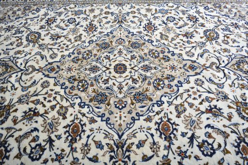 Central medallion detail of 2000s Kashan rug from Iran / Persia