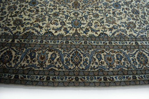 Full view of 2000s Kashan rug from Iran / Persia, 348 × 237 cm in Beige tones