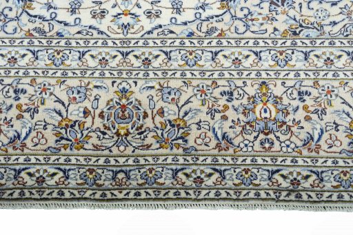 Full view of 2000s Kashan rug from Iran / Persia, 395 × 290 cm in Beige tones