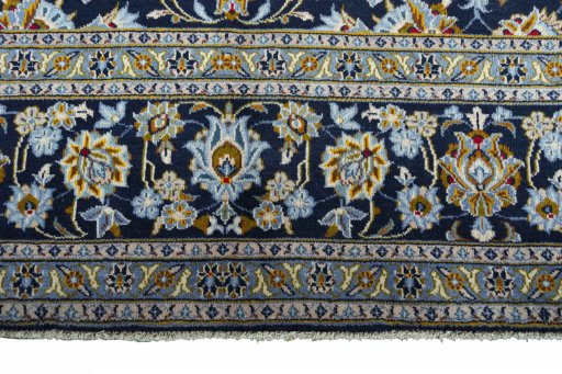 Full view of 2000s Kashan rug from Iran / Persia, 425 × 300 cm in Blue tones