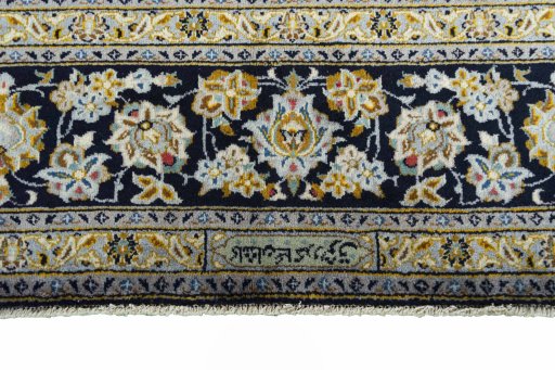 Full view of 2000s Kashan rug from Iran / Persia, 390 × 302 cm in Blue tones